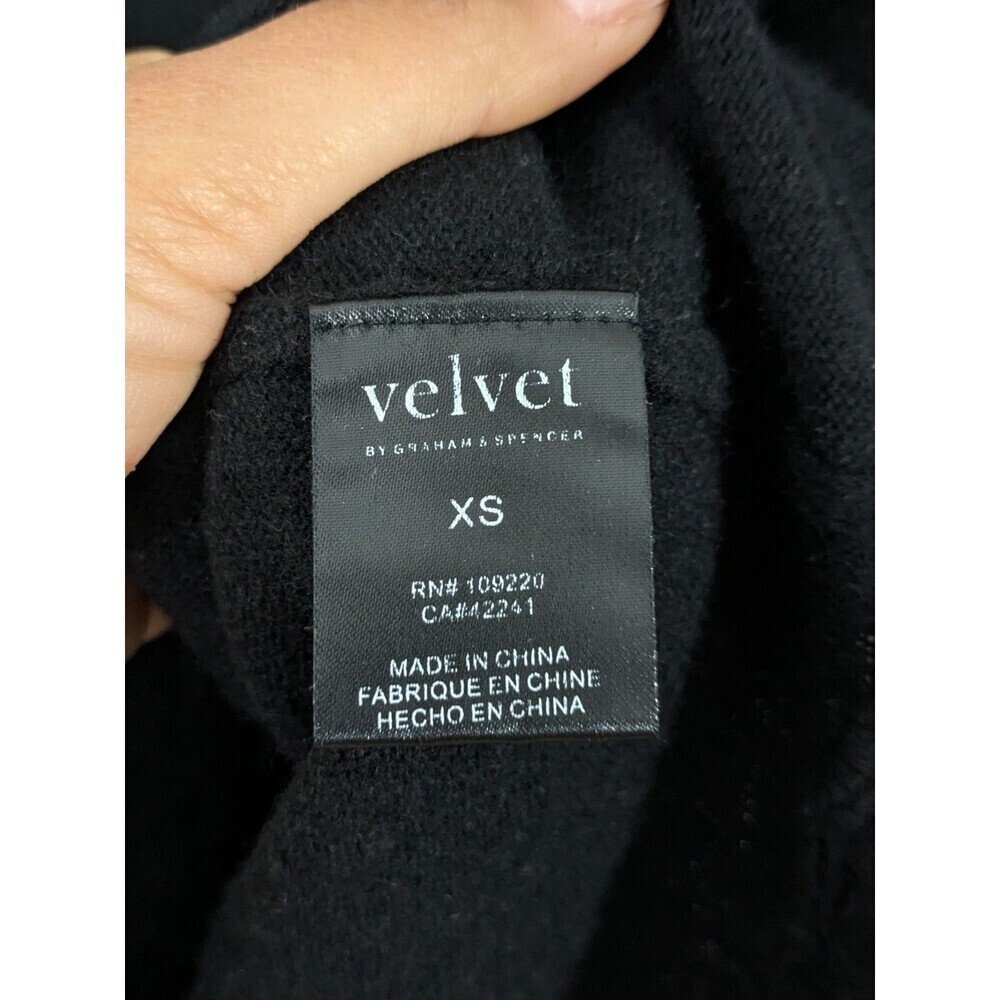 Velvet Graham & Spencer 100% Cashmere Black Turtleneck Sweater Slouchy Relaxed - Picture 5 of 8